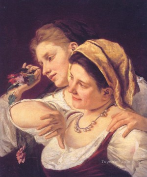  roja Obras - Dos mujeres arrojando flores madres hijos Mary Cassatt